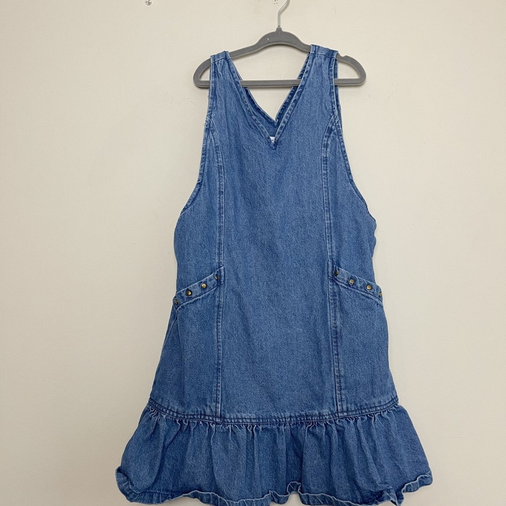 Cupcakes‎ & Cashmere Girls Denim Pinafore Ruffle Boho Dress Girls Sz 8
